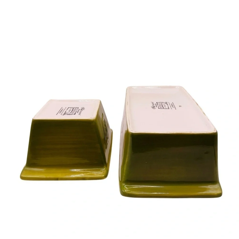 Tastefully Simple Host Collection Olive Green Bread Loaf Baking Pans Set of 2